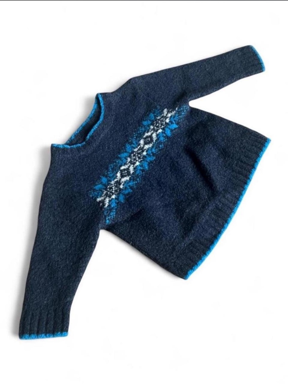 Vintage Wool Old Navy Baby Sweater with Blue and White Nordic/faired isle print